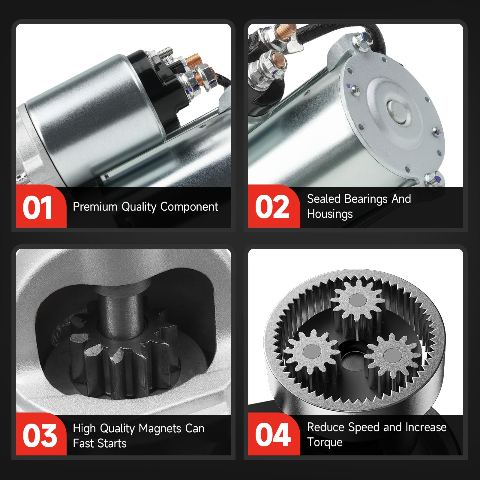 Grezuton starter mounting flange detail demonstrating OEM-style alignment