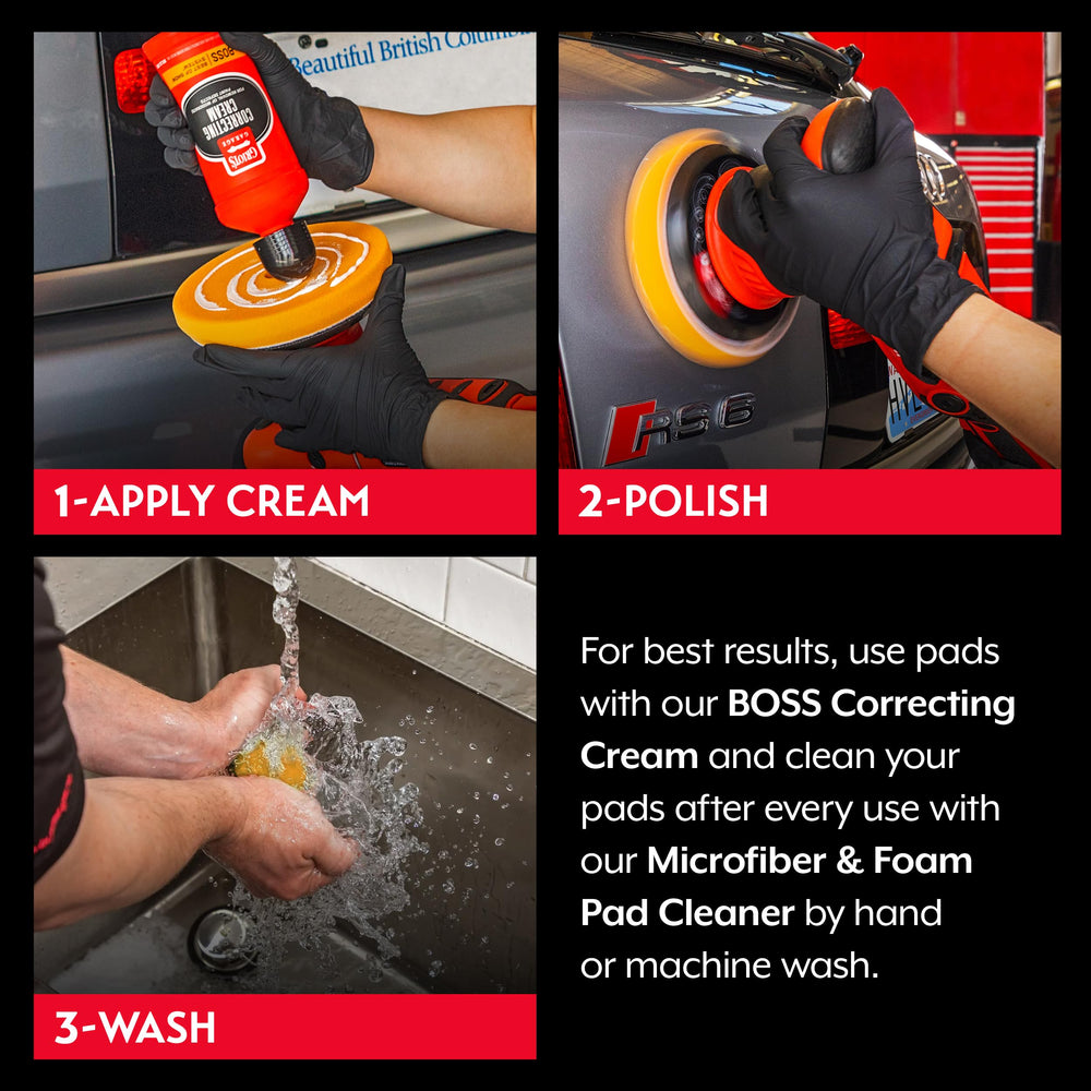 Griot's Garage before and after panel showing reduced swirls and improved gloss