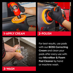 Griot's Garage before and after panel showing reduced swirls and improved gloss