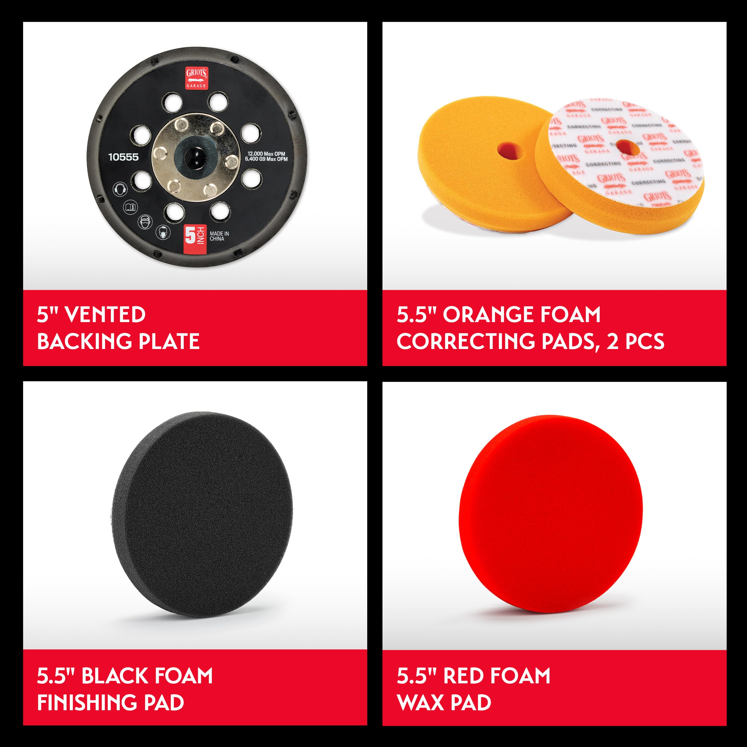 Griot's Garage black finishing pad close-up edge for swirl and micro-marring removal
