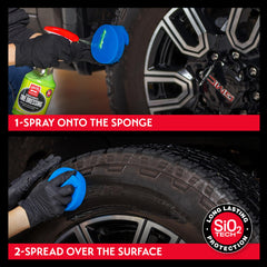 Griot's Garage wiped tire finish demonstrating streak-free satin restoration benefit