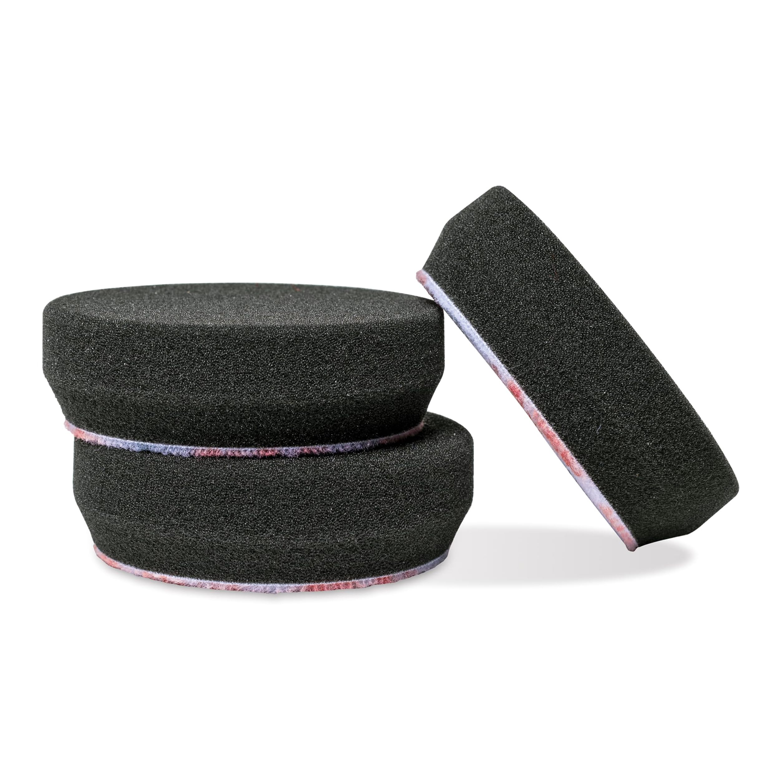 Griot's Garage front view of three black finishing pads showing uniform faces and gentle finish benefit