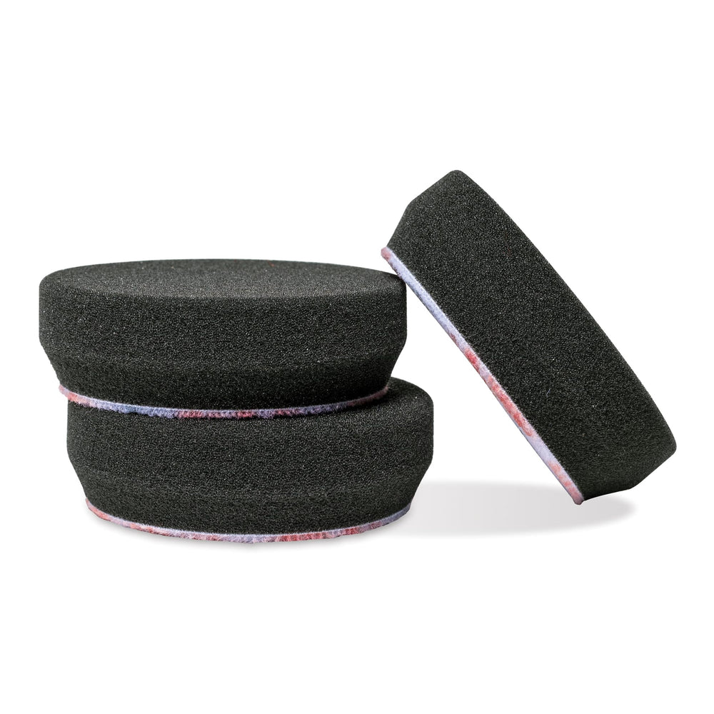 Griot's Garage front view of three black finishing pads showing uniform faces and gentle finish benefit