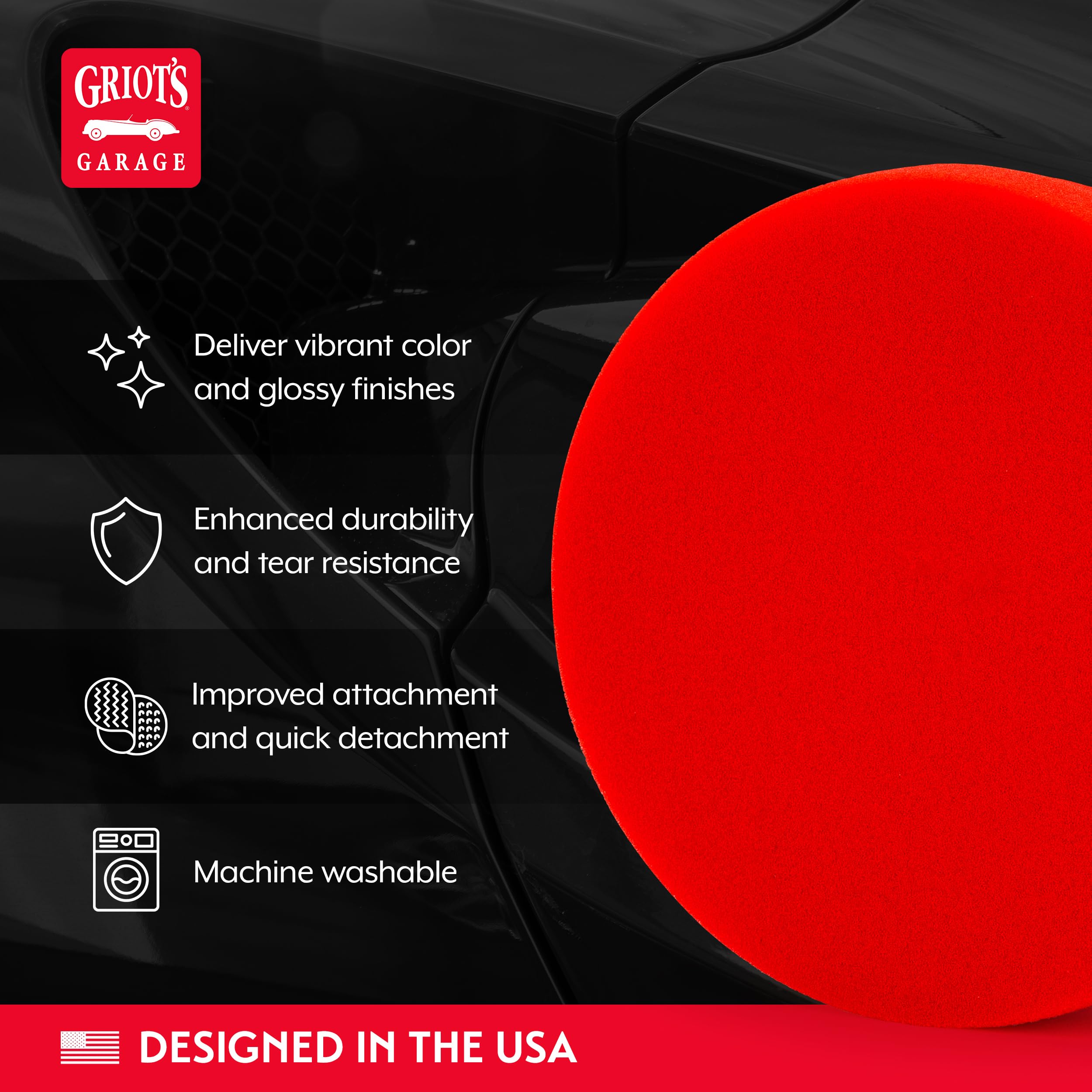 Griot's Garage detailed shot of micro hook-and-loop backing ensuring secure attachment during polishing