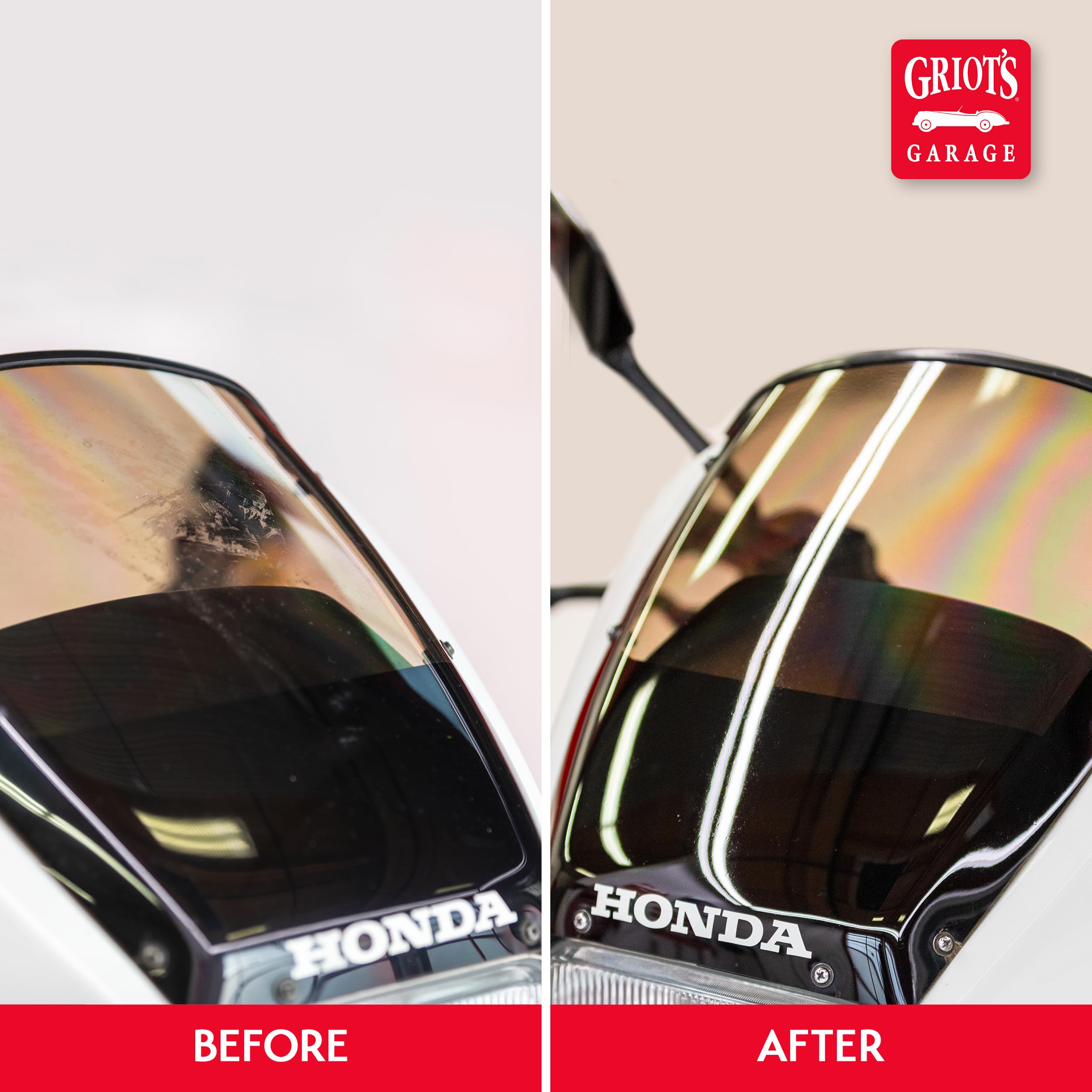 Griot's Garage used with a polisher on B-pillar delivering even finish