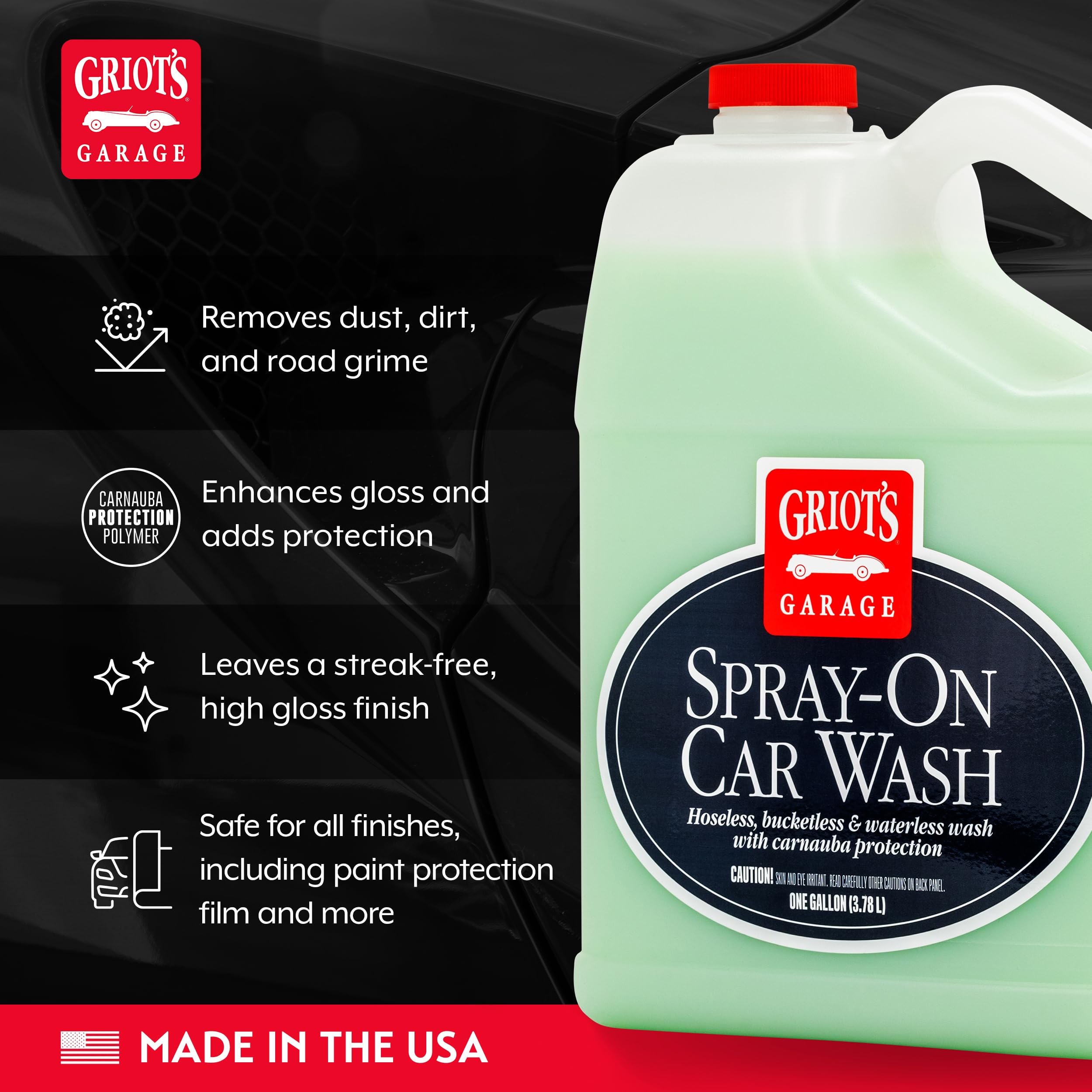 Griot's Garage mist on car panel loosening dirt for safe wipe-off