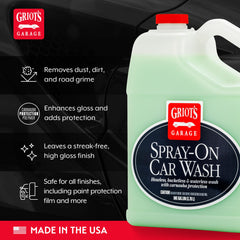Griot's Garage mist on car panel loosening dirt for safe wipe-off