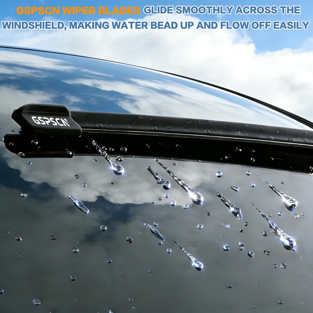 GSPSCN blades clearing rainy windshield showing improved water removal benefit