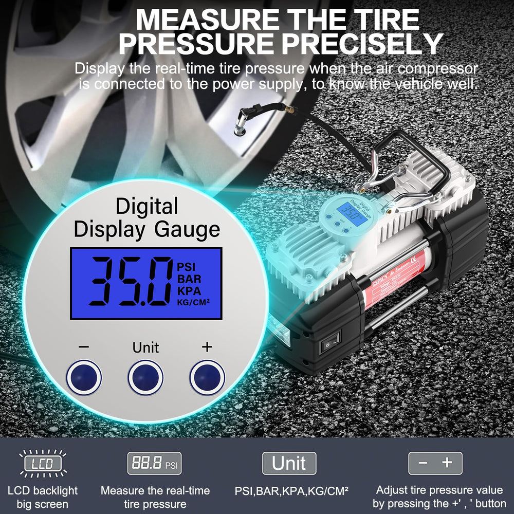 GSPSCN inflator stored in car trunk for travel safety and easy access