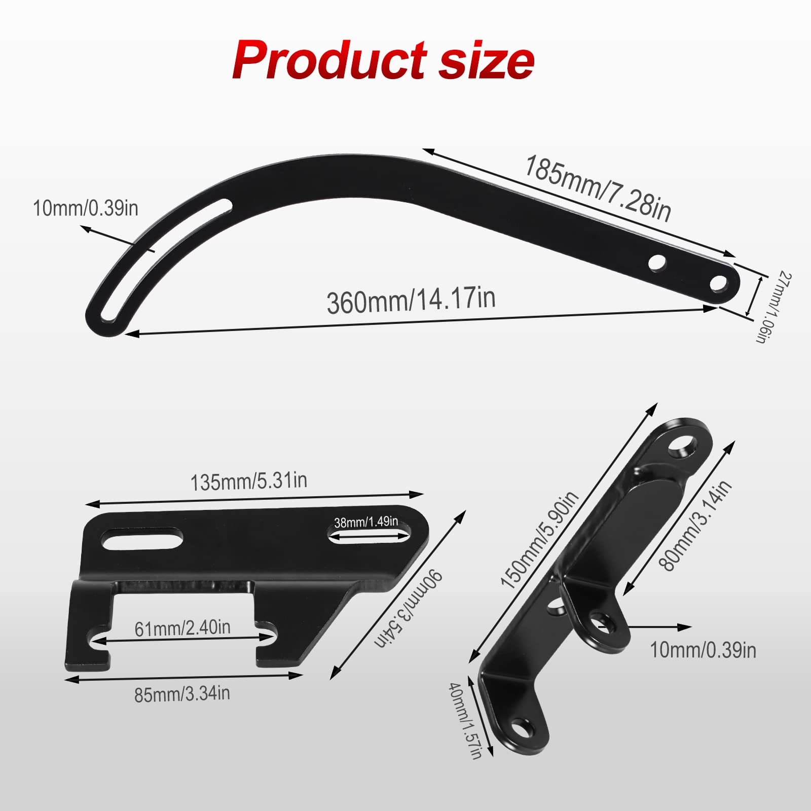 GSTP bracket next to ruler showing 14-inch length for sizing confirmation
