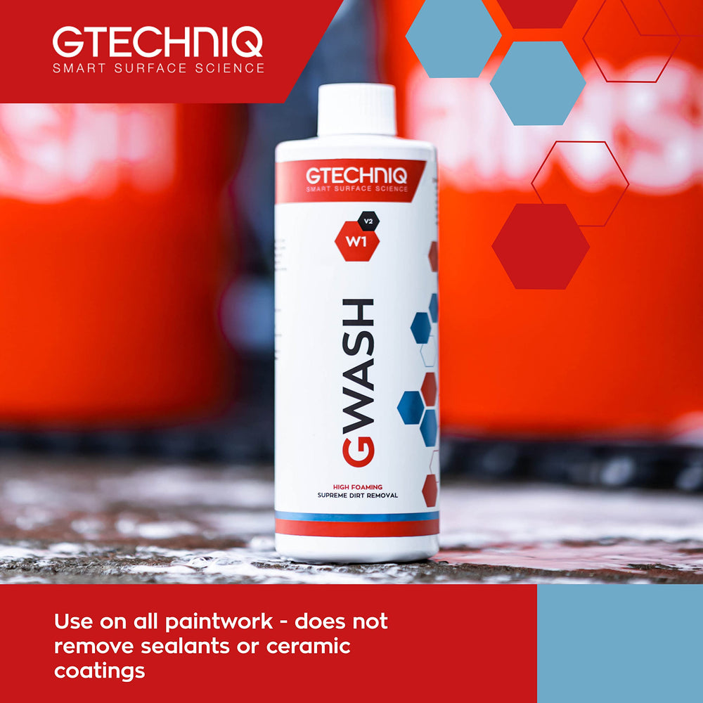 Gtechniq rinsed panel displaying glossy finish that preserves wax and coatings