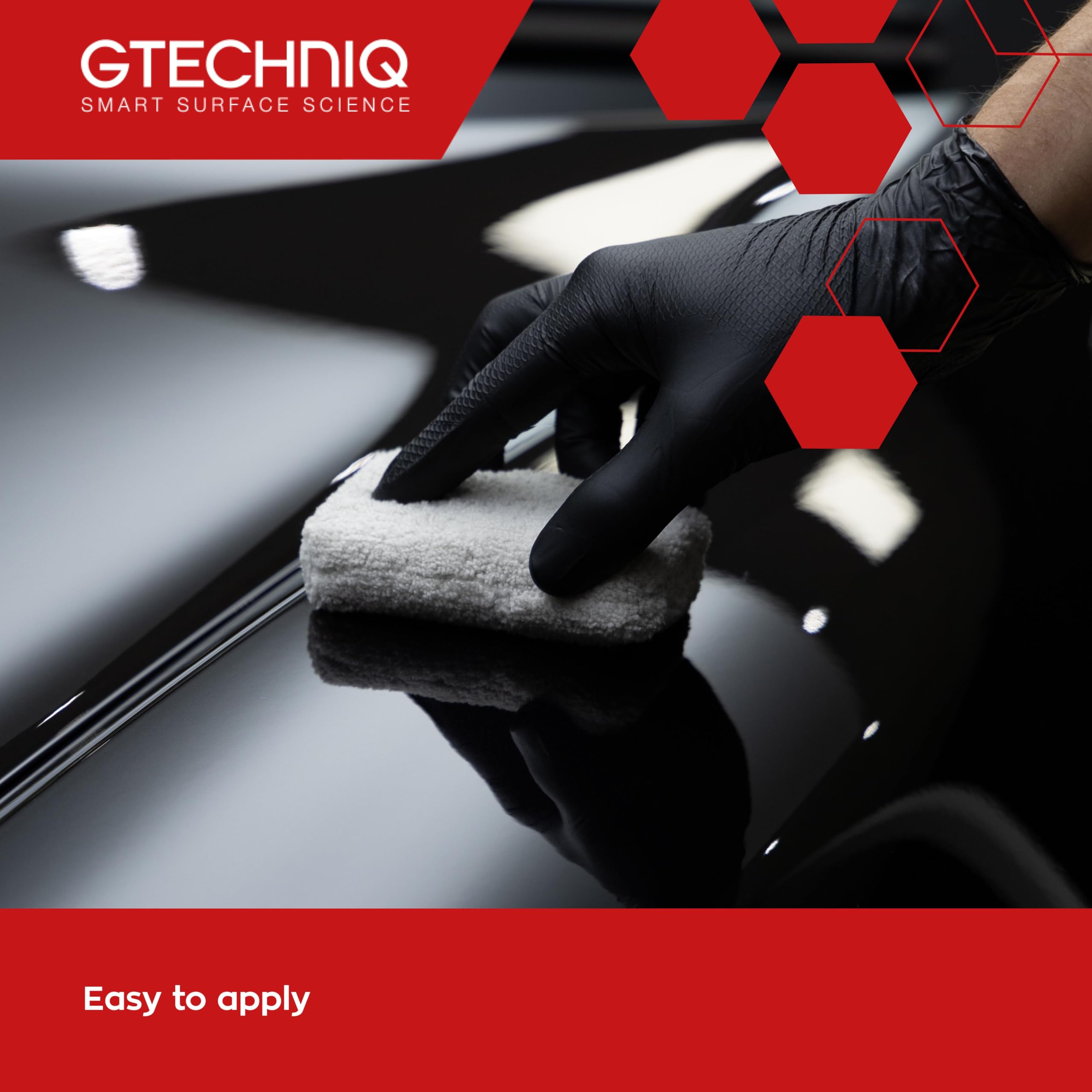 Gtechniq application cloth with coating showing easy buffing advantage