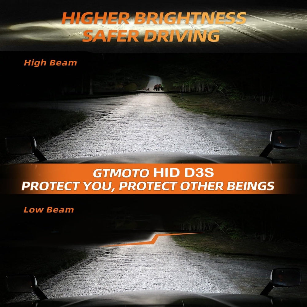 GTMOTO D3S quartz glass close-up highlighting durability and clearer illumination