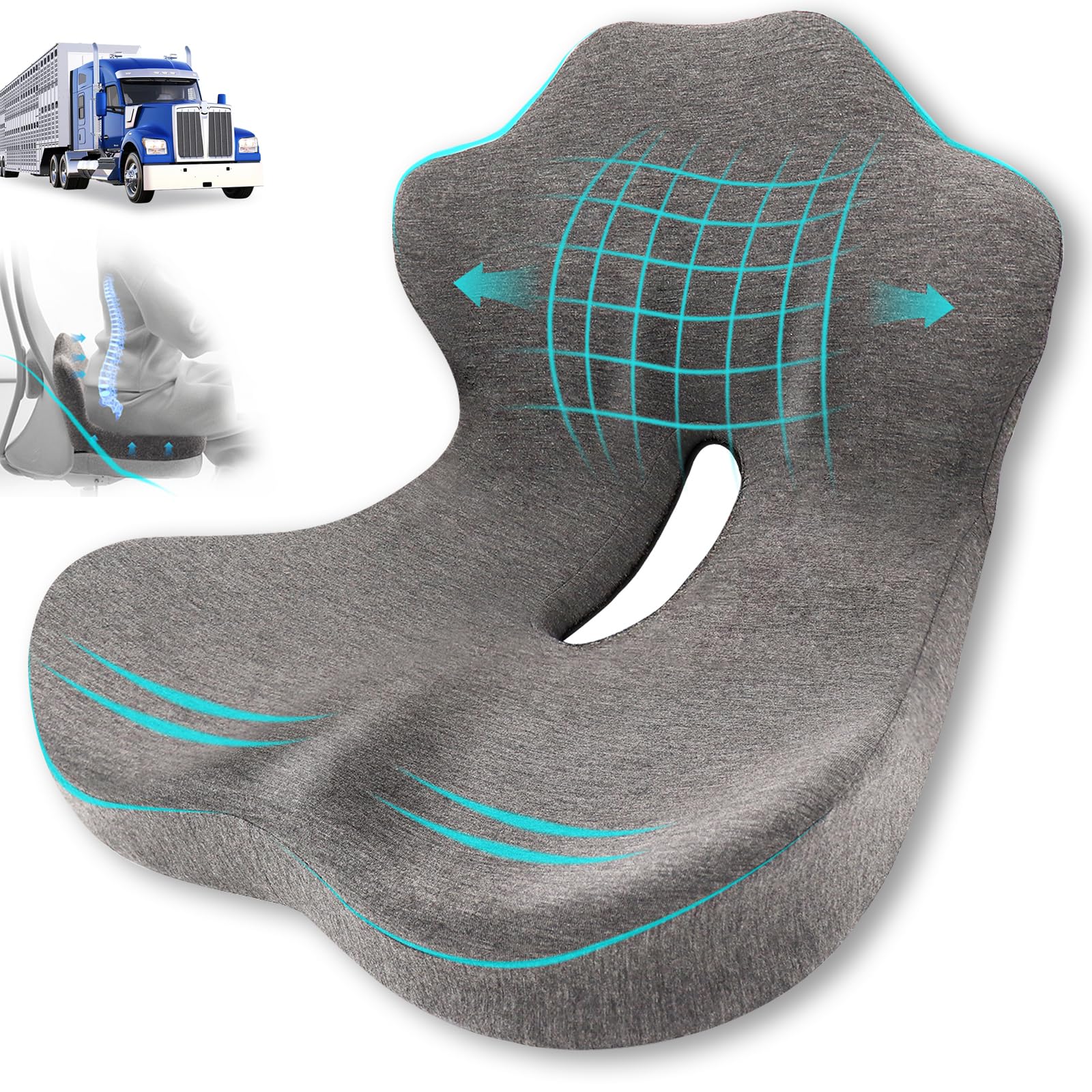 GtuiBugt front view showing seat and lumbar set for improved sitting comfort