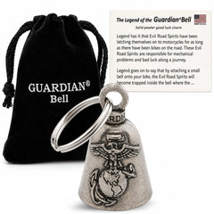 Guardian Bell front view showing pewter finish and compact design benefit durability