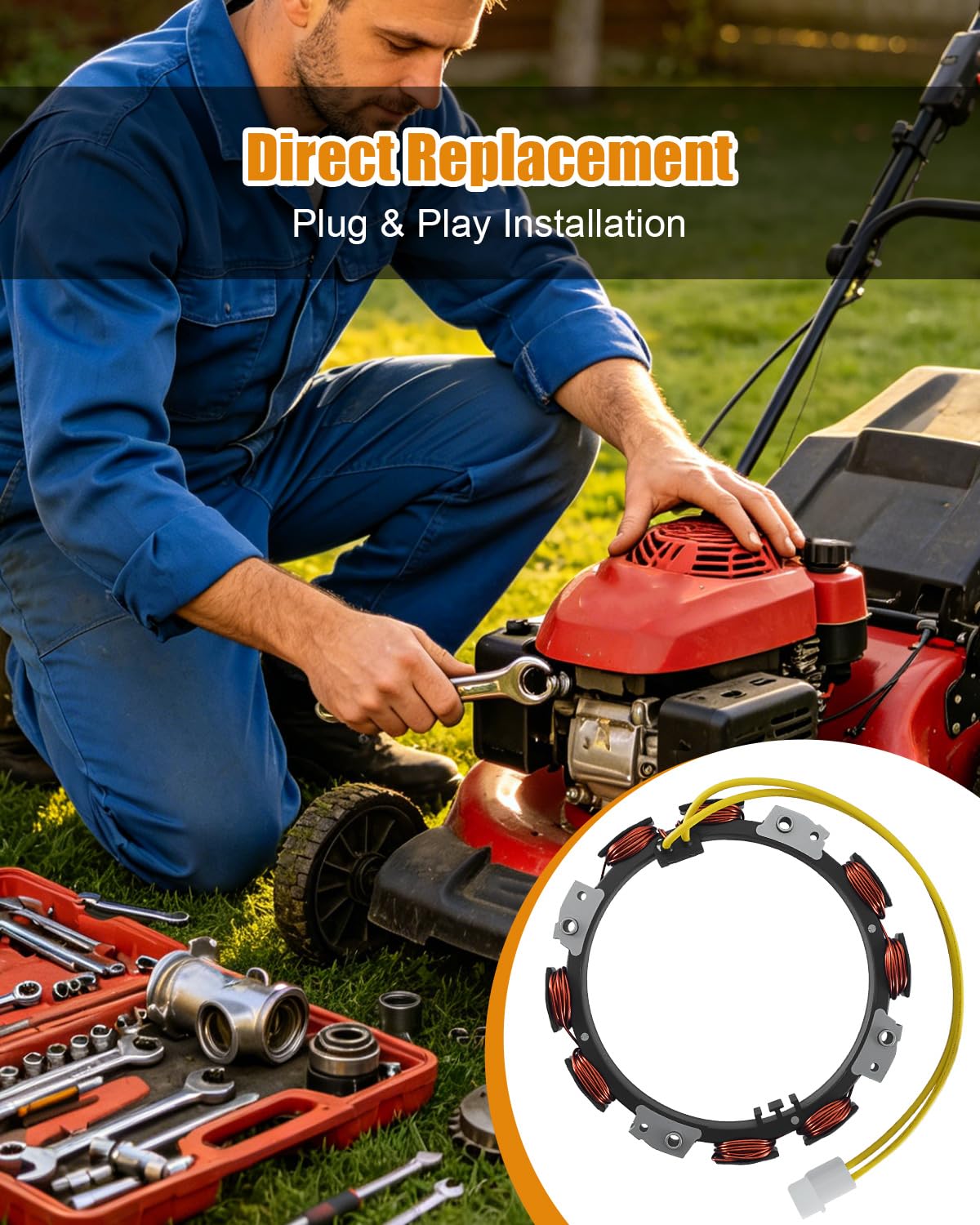 GUZIKO alternator installed on riding mower illustrating restored charging performance