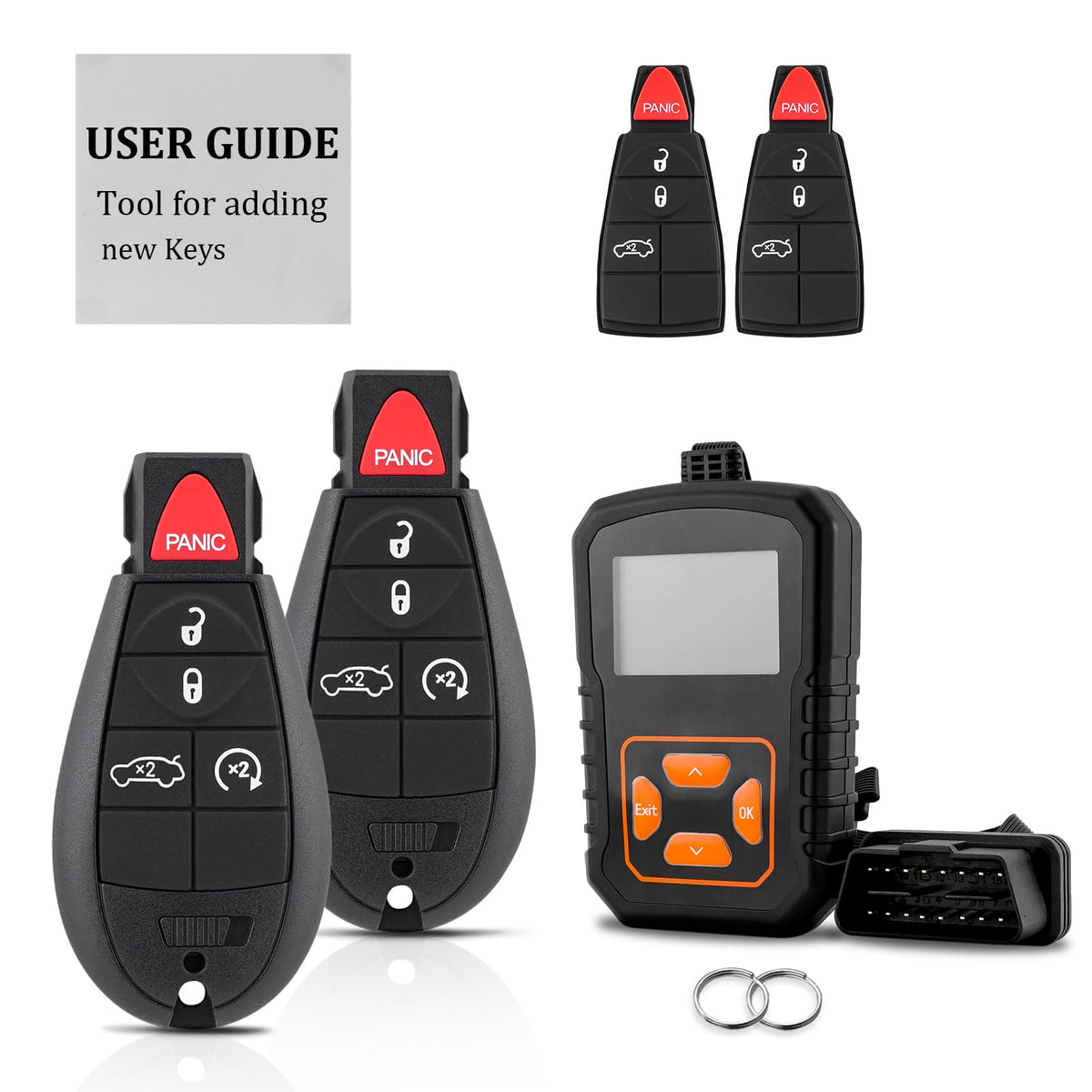 Gvolinkdpe front packaging showing fobs and OBD tool, easy DIY setup benefit