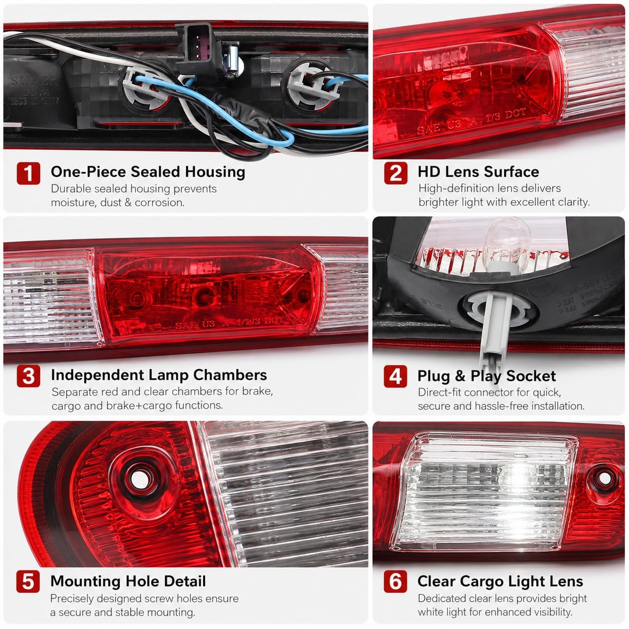 GXARTS illuminated high-mount light at night demonstrating bright stop signal