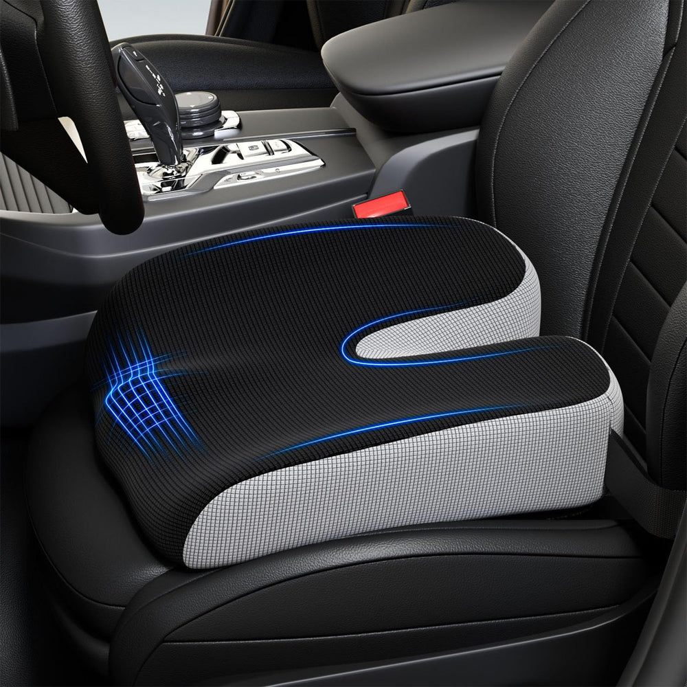 GXHYSW front view of booster cushion showing ergonomic shape and comfortable lift