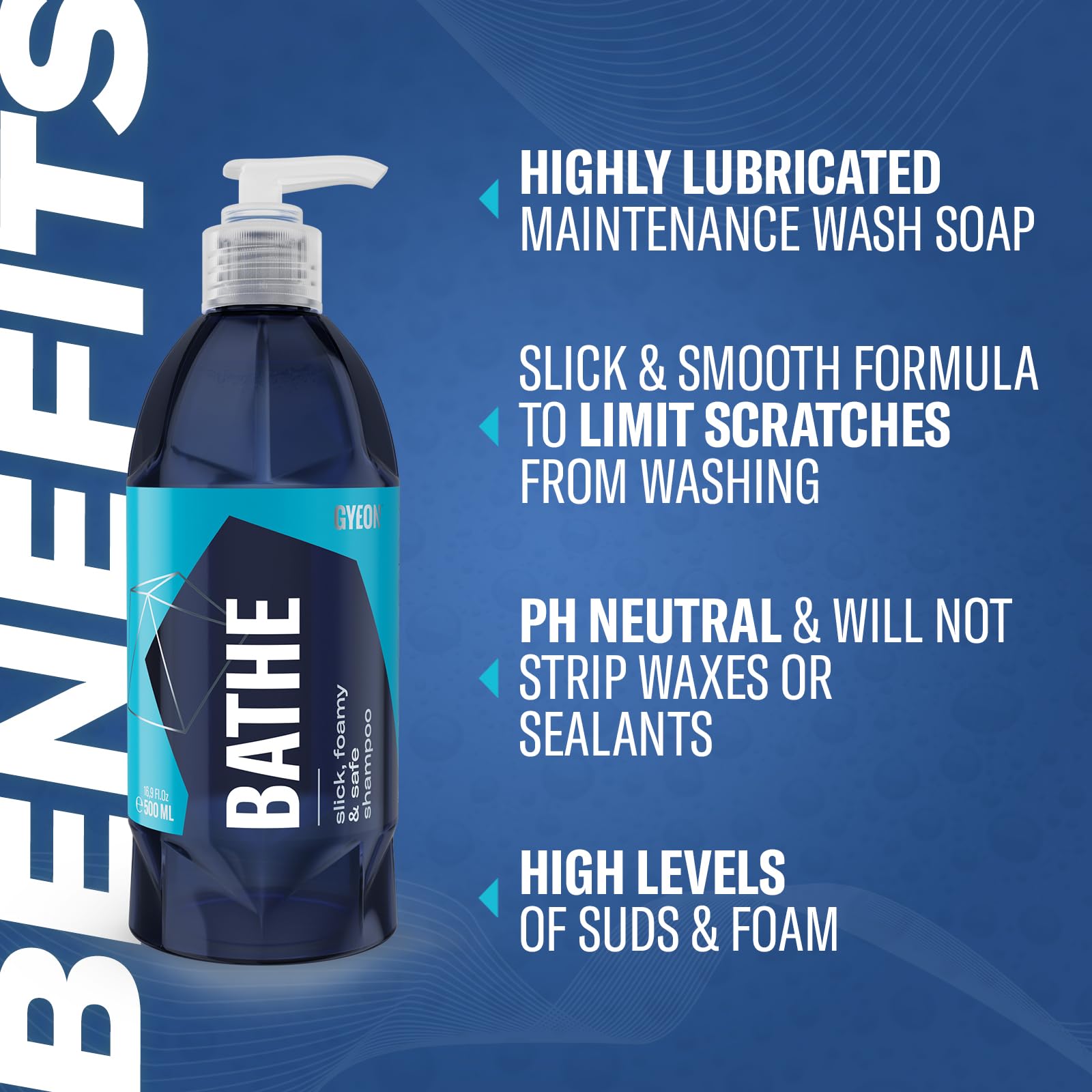 Gyeon Bathe dense foam close-up on paint, demonstrates high-lubricity cleaning