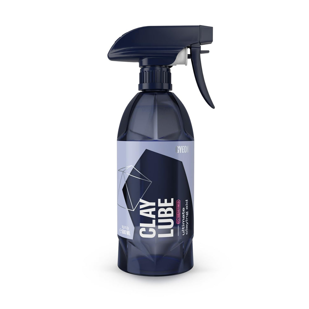 Gyeon bottle front view showing 500ml lubricant for safe clay glide