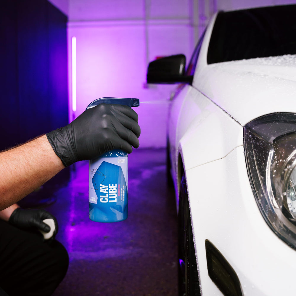 Detailing bay with Gyeon bottle ready for professional paint prep