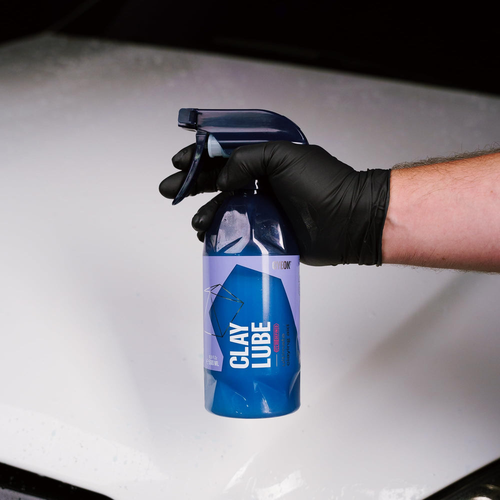 Gyeon spray on vehicle panel demonstrating generous lubrication