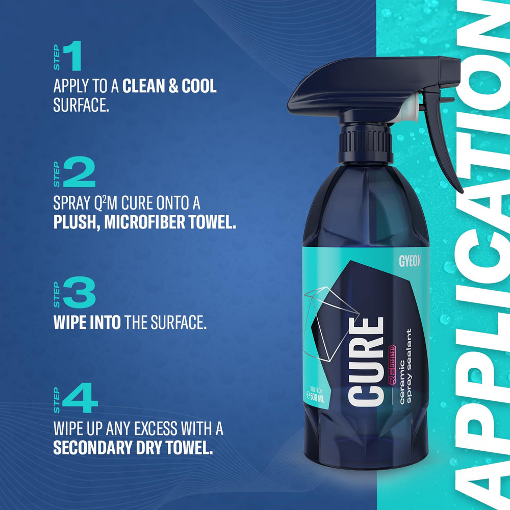 GYEON Cure wipe-off on dark paint showing streak-free glossy result benefit