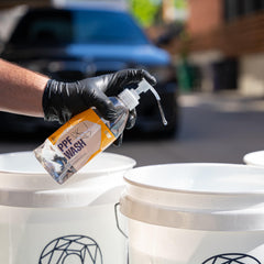 Gyeon PPF Wash label close-up highlighting safe-for-PPF formulation benefits