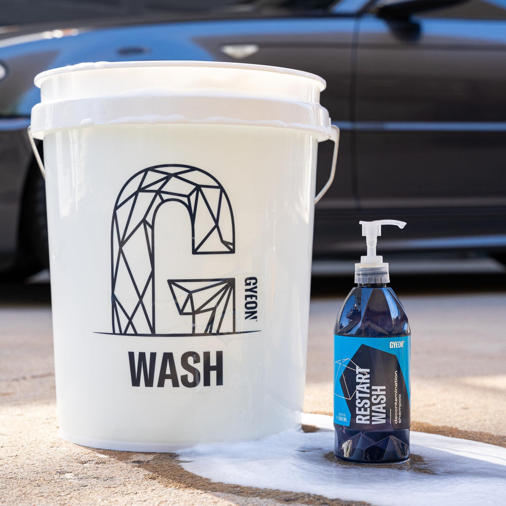 Gyeon Restart Wash bottle held in hand showing scale and easy handling benefit