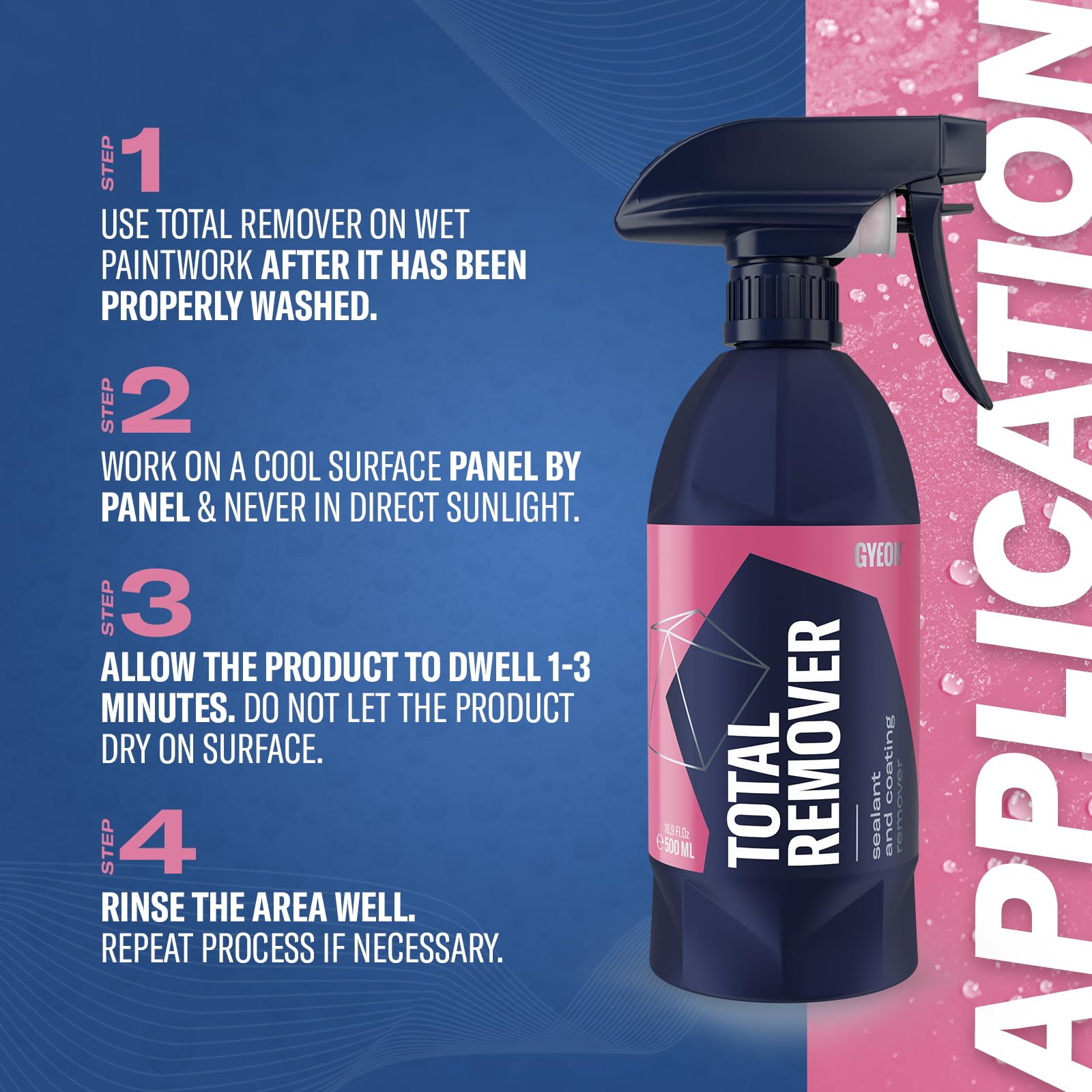 Gyeon TotalRemover rinsing off paint to reveal residue-free surface