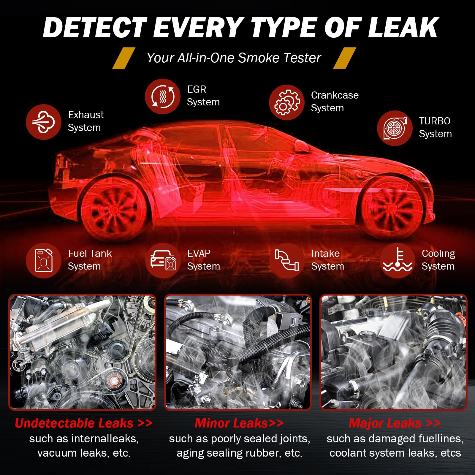 GYTVtools in-use on engine showing visible smoke finding a vacuum leak