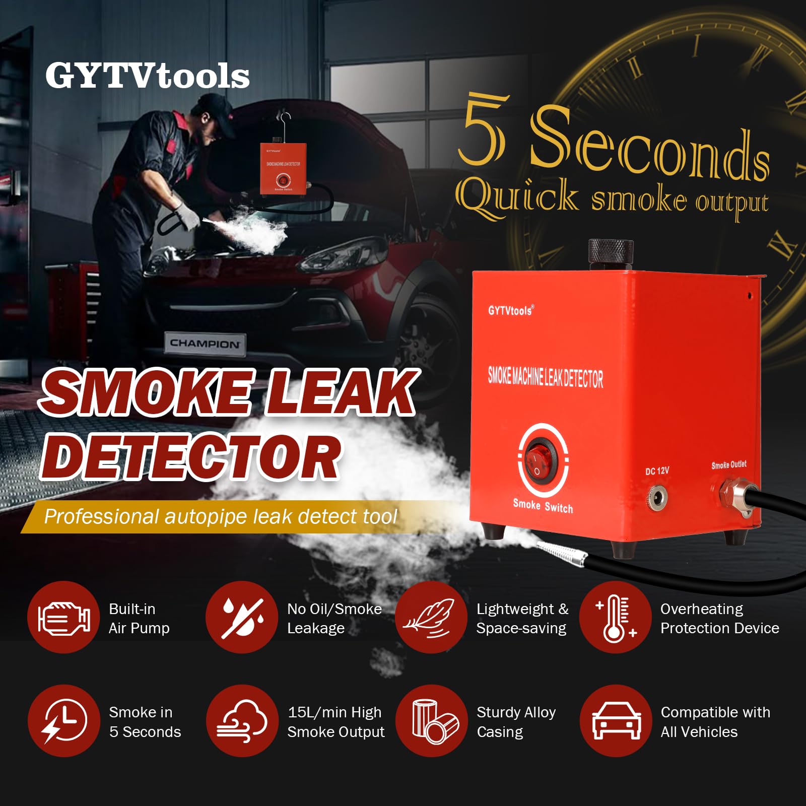 GYTVtools nozzle close-up showing precise smoke outlet for accurate detection
