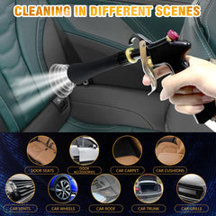 GZ-KJM in use cleaning car vent reaching tight gaps and removing trapped dust benefit
