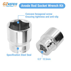GZKEFEIS short sockets attached to 1/2" ratchet demonstrating compact reach advantage