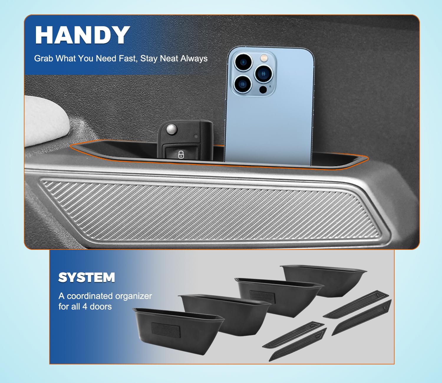 GZSH console tray holding phone keys and coins for quick access