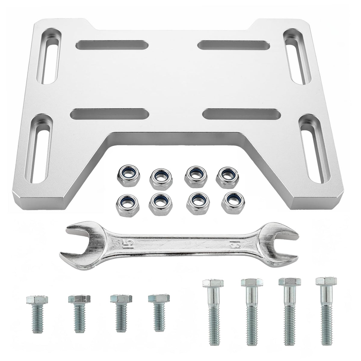 GZZTORES front view adapter plate showing mounting pattern and strength benefits
