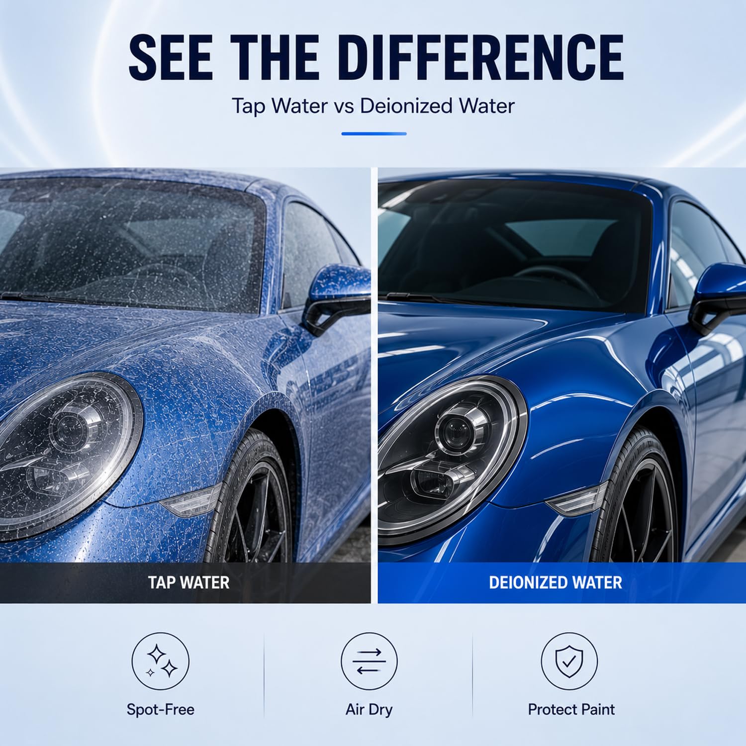 H&G lifestyles deionizer producing spot-free rinse on car for streak-free finish benefit