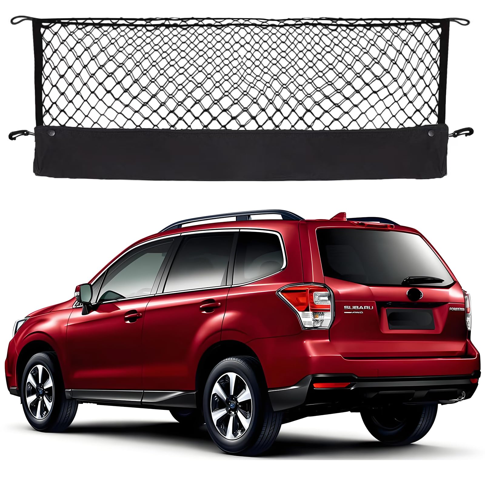 Hacyikee cargo net installed in Forester SK trunk keeping items stable