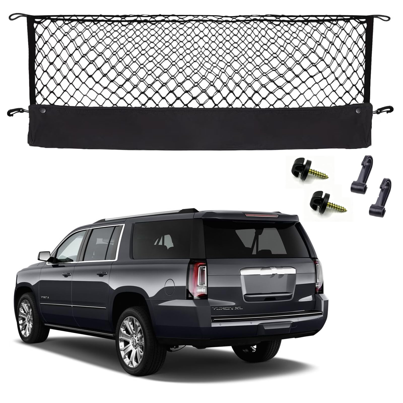 Hacyikee cargo net front packaging showing model compatibility and benefits