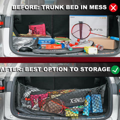 Hacyikee cargo net installed in 4Runner trunk securing groceries benefit