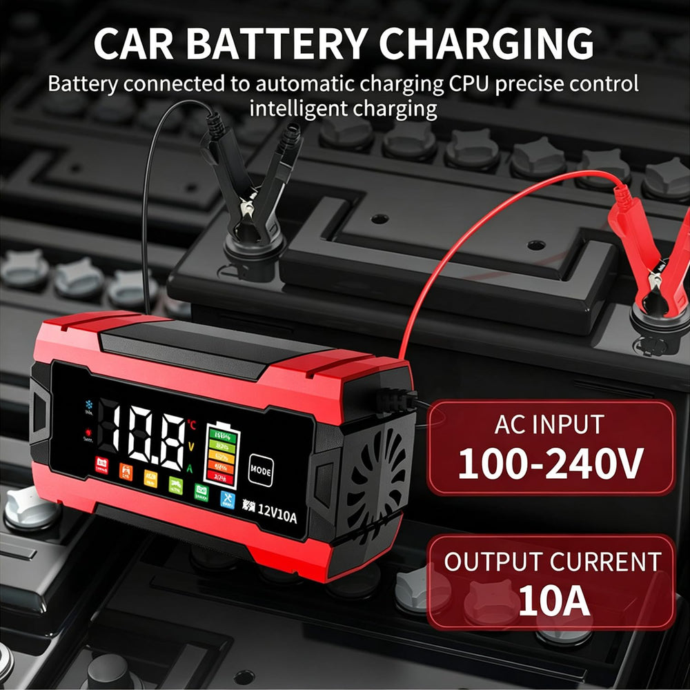 Haibro charging a motorcycle battery demonstrating low-current motorcycle mode benefit