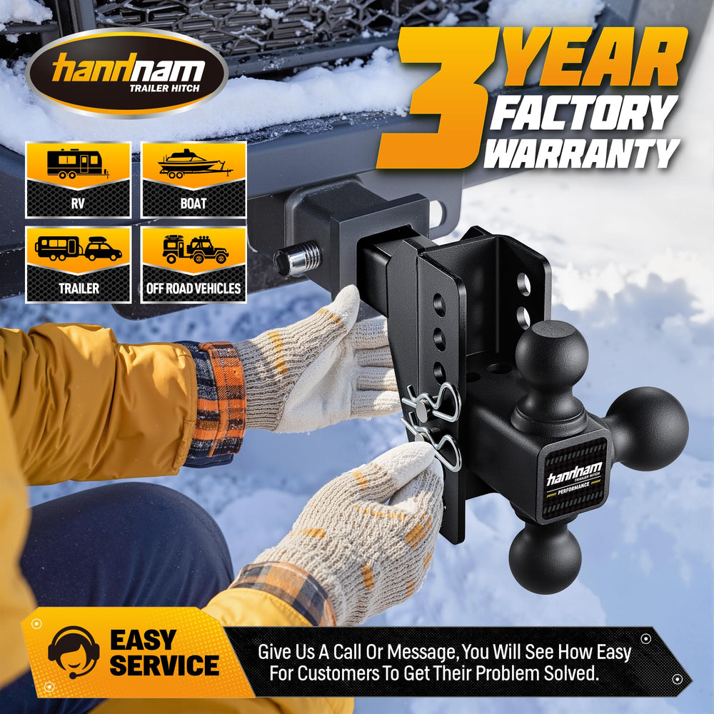 Handnam installed in truck receiver showing fit and secure towing setup