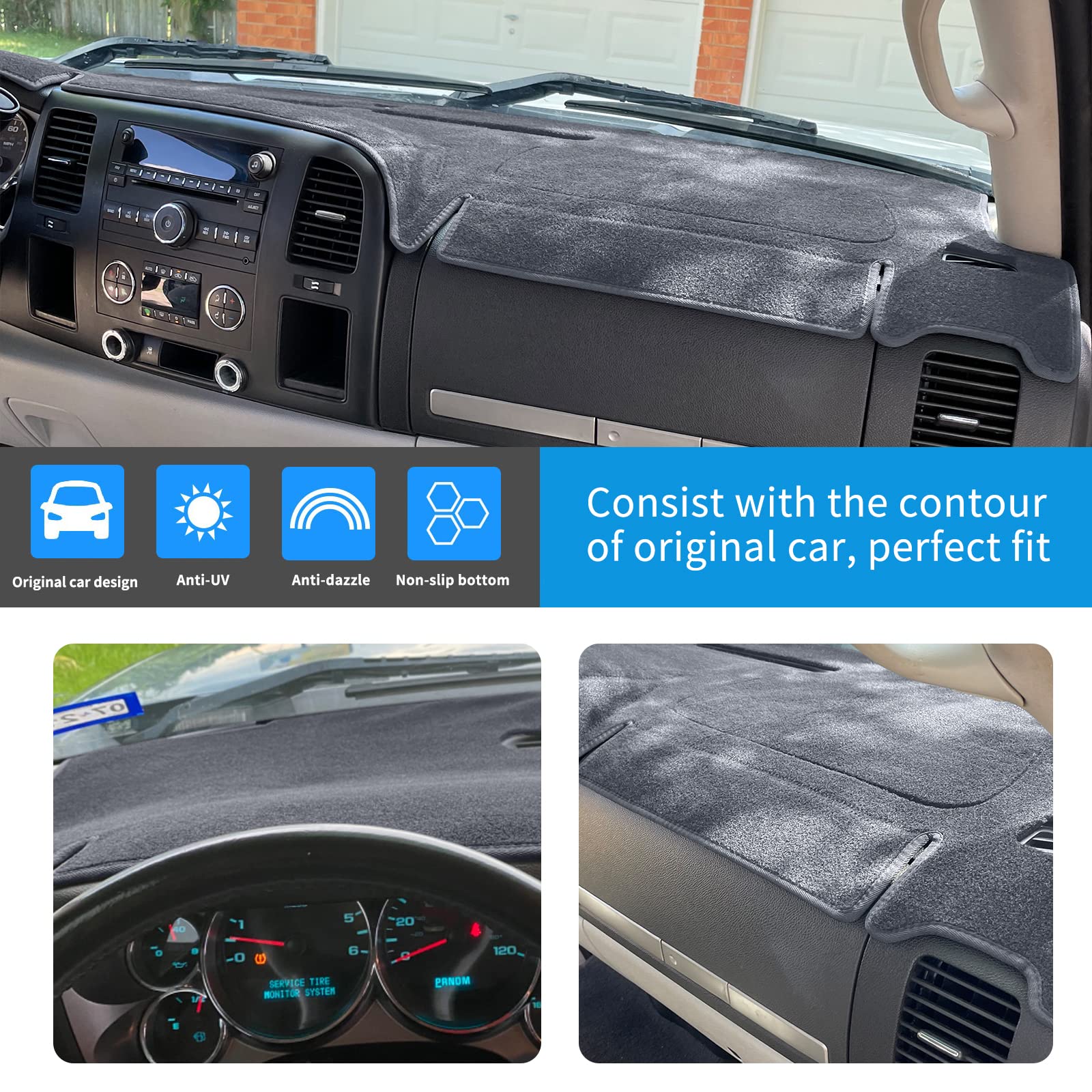HanLanKa dash cover in truck interior reducing glare and improving finish