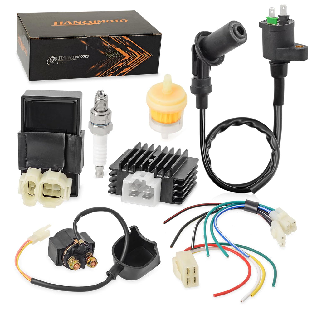 HANQIMOTO ignition kit front view showing complete replacement set and easy identification benefit