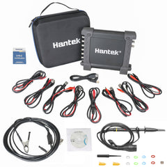 Hantek 1008C front panel showing connectors and status LEDs for quick identification and workflow