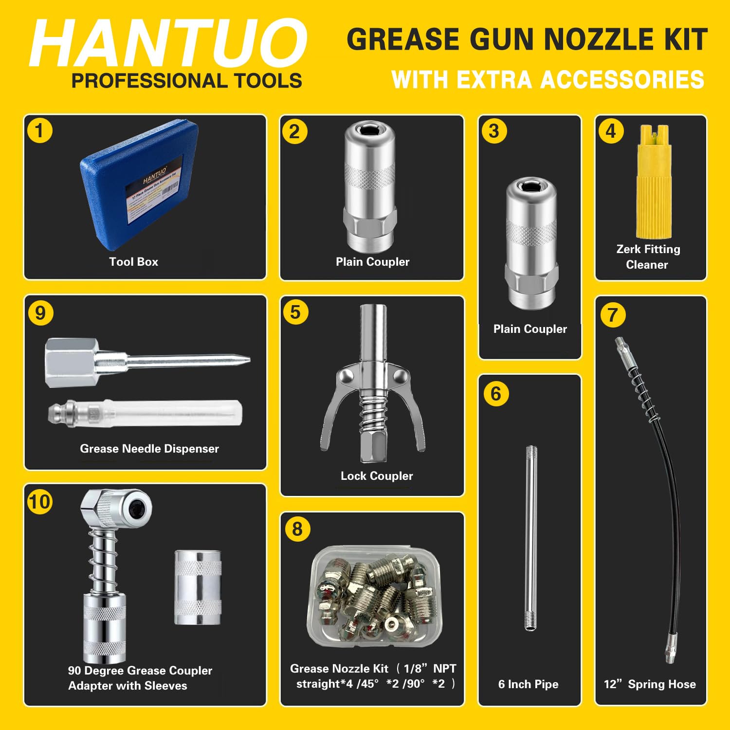 HANTUO grease injector needle and narrow adapter for precise lubrication