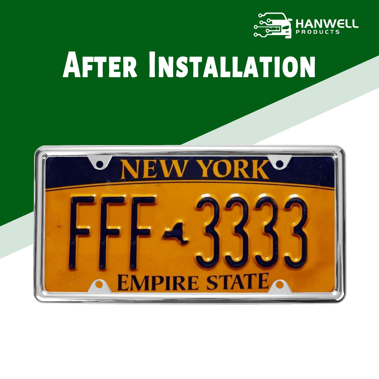 Hanwell Products frame with included screws, washers, caps and screwdriver for easy install