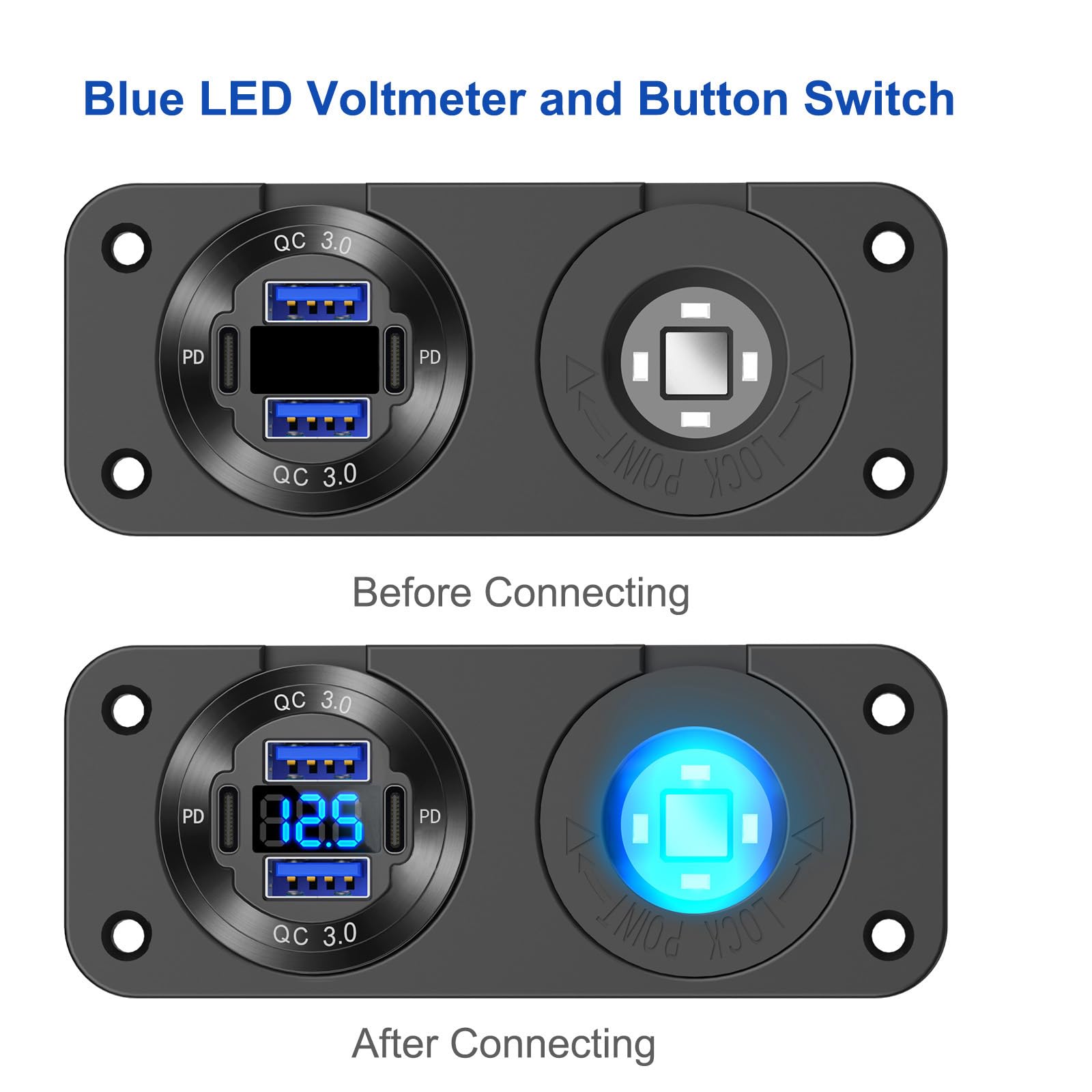Hapytrip 150W cigarette socket lit blue for easy night connection and power