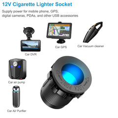 Hapytrip cigarette socket lit blue at night for easy accessory connection